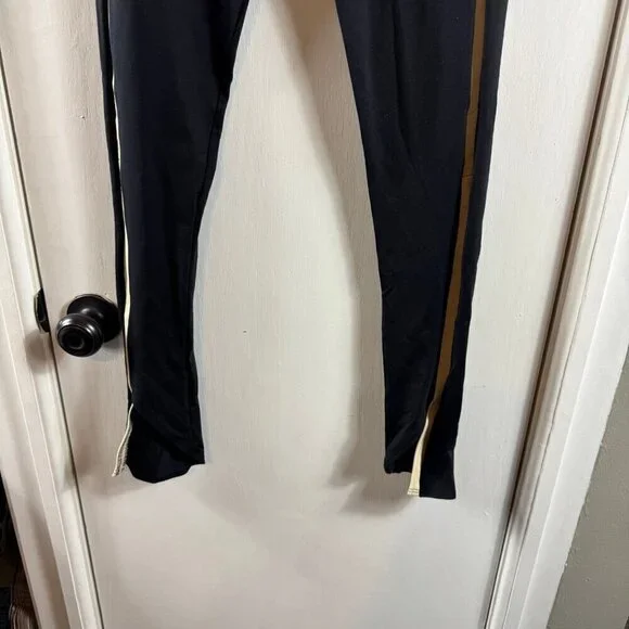 David Lerner Black Lambskin Leather Side Stripe Leggings.  Size L - Picture 5 of 8
